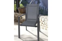 Best Garten-Essgruppe, anthrazit, Alu / Keramik / Textil, 180/280x100cm, 2 Klappstühle, 6 Stapelsessel Garten-Essgruppen