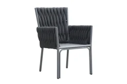 Clearance Garten-Essgruppe, anthrazit, Alu, Ausziehtisch 180/270x100 cm, 8 Diningsessel Garten-Essgruppen|Aluminium-Gartenmöbel