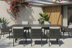 Outlet Garten-Essgruppe, anthrazit, Aluminium, Tisch 180/270x100 cm, 8 Sessel Garten-Essgruppen|Aluminium-Gartenmöbel