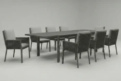 Outlet Garten-Essgruppe, anthrazit, Aluminium, Tisch 180/270x100 cm, 8 Sessel Garten-Essgruppen|Aluminium-Gartenmöbel