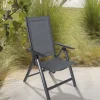 Sale Garten-Essgruppe, anthrazit, Alu / Keramik / Textil, 180/280x100cm, 2 Klappstühle, 4 Stapelsessel Garten-Essgruppen|Aluminium-Gartenmöbel