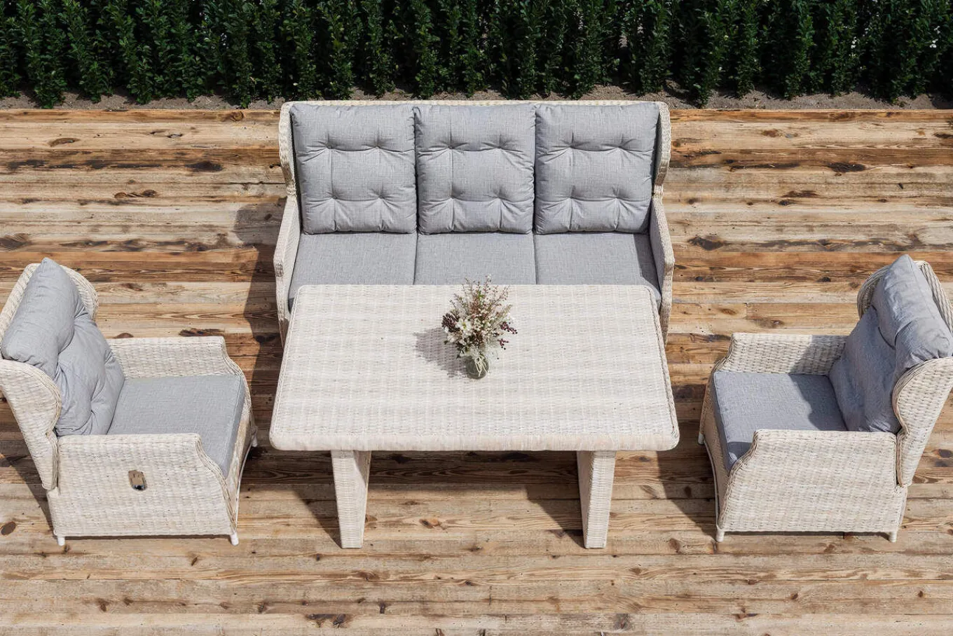 Hot Garten-Essgruppe, beige meliert, Aluminium/Polyrattan, langlebiges Material Polyrattan-Gartenmöbel|Garten-Essgruppen