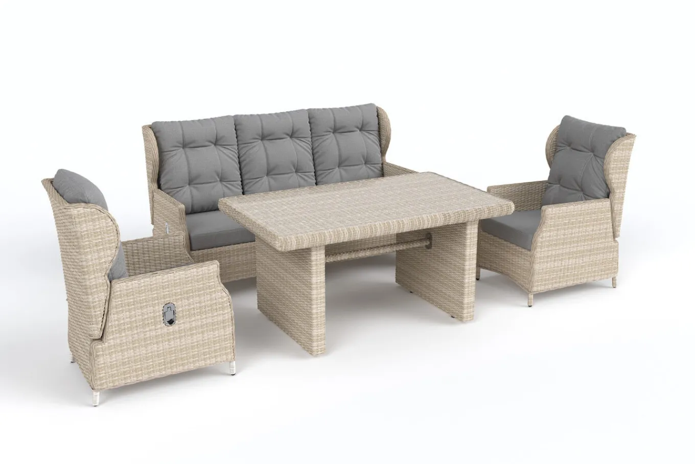 Hot Garten-Essgruppe, beige meliert, Aluminium/Polyrattan, langlebiges Material Polyrattan-Gartenmöbel|Garten-Essgruppen