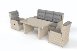 Hot Garten-Essgruppe, beige meliert, Aluminium/Polyrattan, langlebiges Material Polyrattan-Gartenmöbel|Garten-Essgruppen
