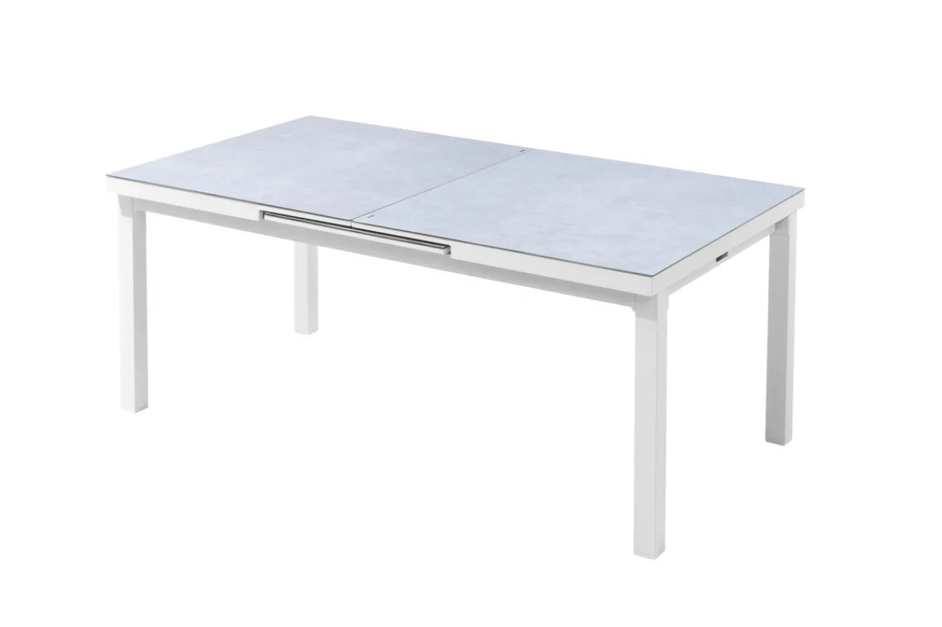 Sale Garten-Essgruppe, creme/weiß, Alu/Textilene, Ausziehtisch 180/240 x 100 cm, inkl. 8 Stapelsessel Garten-Essgruppen|Aluminium-Gartenmöbel