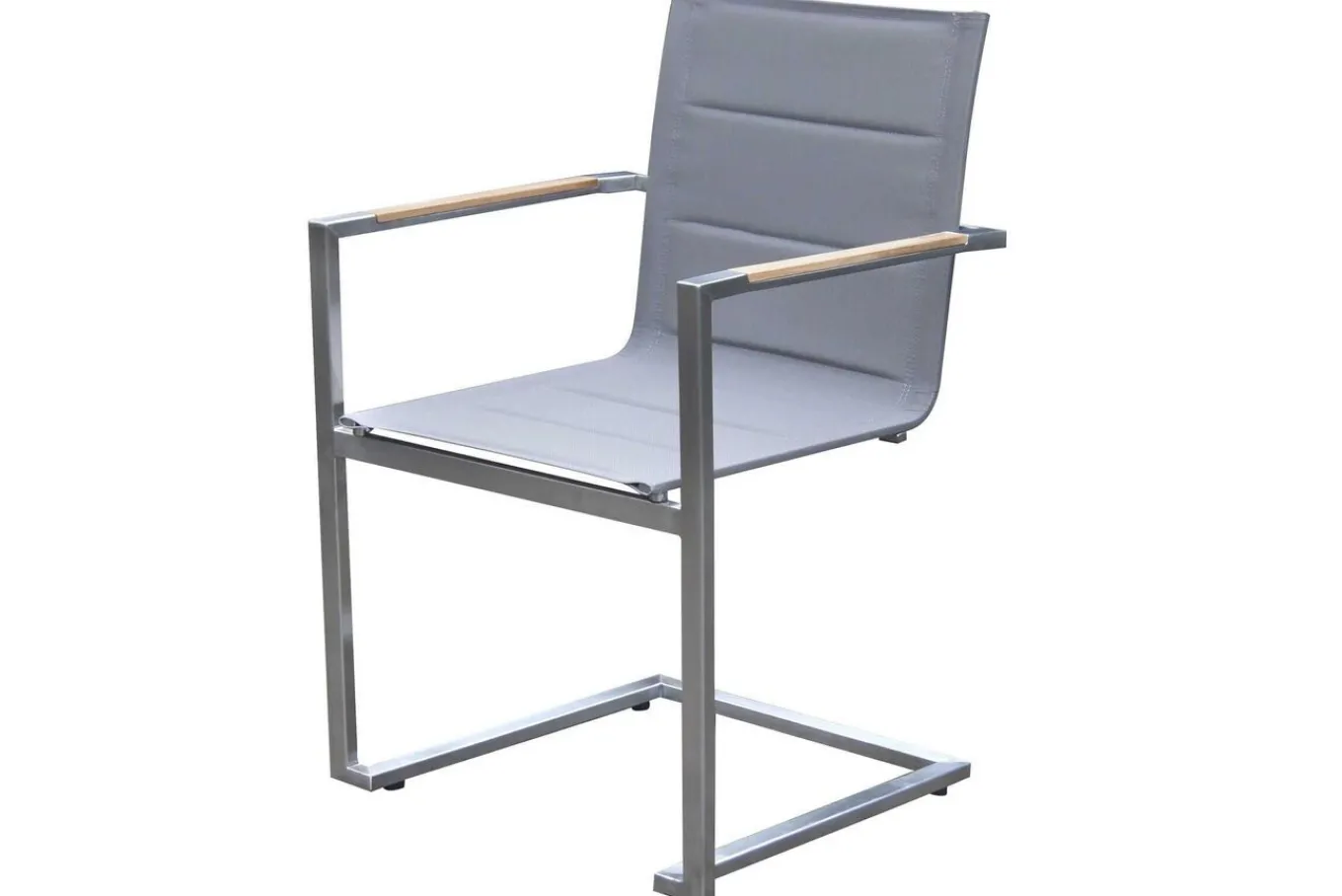 Clearance Garten-Essgruppe, Edelstahl/recyceltes Teak, Tisch 90 x 90 cm, 4 Freischwinger padded, silber, FSC®-zertifiziertes Produkt Garten-Essgruppen