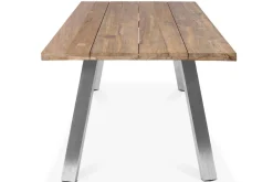 New Garten-Essgruppe, Edelstahl/recyceltes Teak, Tisch 220x100 cm, 8 Hochlehner- Diningsessel, A-Gestell, FSC®-zertifiziertes Produkt Polyrattan-Gartenmöbel|Edelstahl-Gartenmöbel