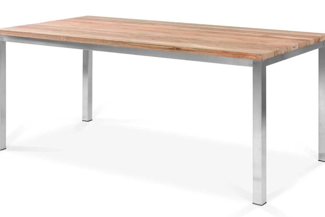 Clearance Garten-Essgruppe, Edelstahl/recyceltes Teak, Tisch 180x90 cm, 2 Bänke, FSC®-zertifiziertes Produkt Garten-Essgruppen