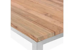 Clearance Garten-Essgruppe, Edelstahl/recyceltes Teak, Tisch 180x90 cm, 2 Bänke, FSC®-zertifiziertes Produkt Garten-Essgruppen
