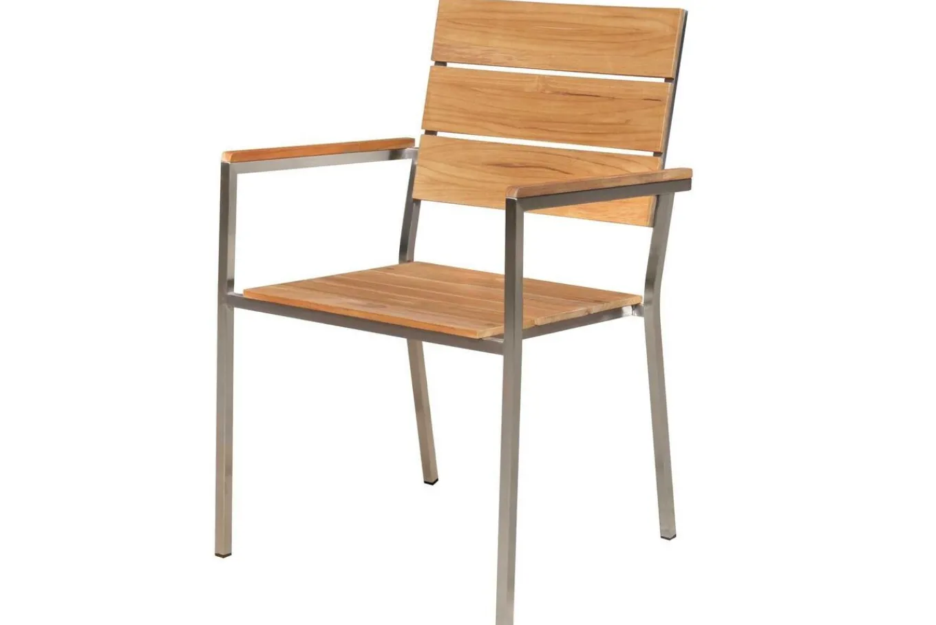 Sale Garten-Essgruppe, Edelstahl/recyceltes Teak, Tisch 180 x 90 cm, 6 Stapelsessel, FSC®-zertifiziertes Produkt Garten-Essgruppen|Edelstahl-Gartenmöbel