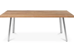 Best Garten-Essgruppe, Edelstahl/recyceltes Teak, Tisch 220x100 cm, 6 Hochlehner- Diningsessel, A-Gestell, FSC®-zertifiziertes Produkt Polyrattan-Gartenmöbel|Garten-Essgruppen