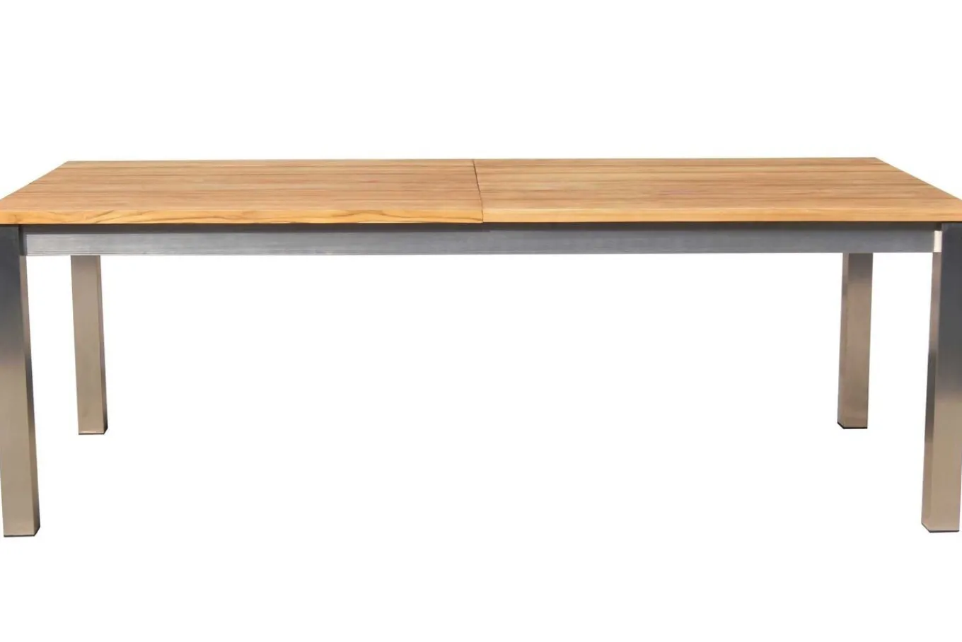 Best Garten-Essgruppe, Edelstahl/Teak, 220/340 x 100 cm, 6 Freischwinger, silber, Tischplattedicke 3cm, FSC®-zertifiziertes Produkt Garten-Essgruppen|Edelstahl-Gartenmöbel