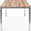 Clearance Garten-Essgruppe, Edelstahl/recyceltes Teak, Tisch 180 x 90 cm, 6 Freischwinger padded, silber, FSC®-zertifiziertes Produkt Garten-Essgruppen