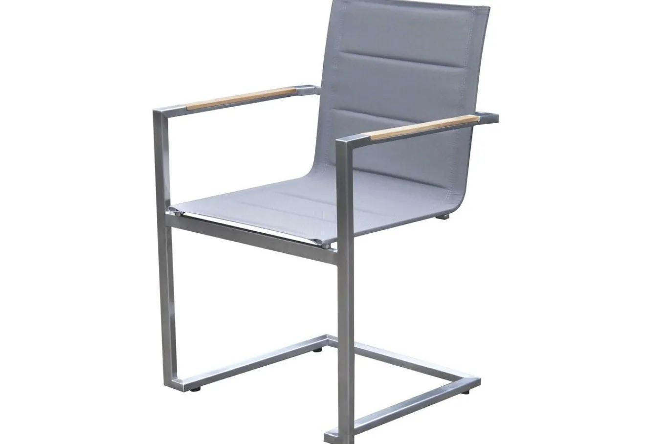 Clearance Garten-Essgruppe, Edelstahl/recyceltes Teak, Tisch 180 x 90 cm, 6 Freischwinger padded, silber, FSC®-zertifiziertes Produkt Garten-Essgruppen