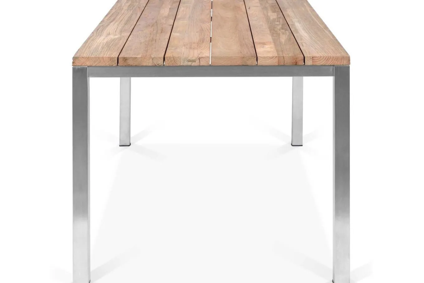 Hot Garten-Essgruppe, Edelstahl/recyceltes Teak, Tisch 180 x 90 cm, 6 Klappstühle, silber, FSC®-zertifiziertes Produkt Garten-Essgruppen|Edelstahl-Gartenmöbel