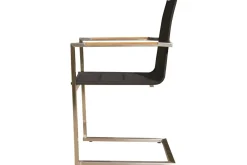Best Garten-Essgruppe, Edelstahl/recyceltes Teak, Tisch 90 x 90 cm, 4 Freischwinger padded, schwarz, FSC®-zertifiziertes Produkt Garten-Essgruppen