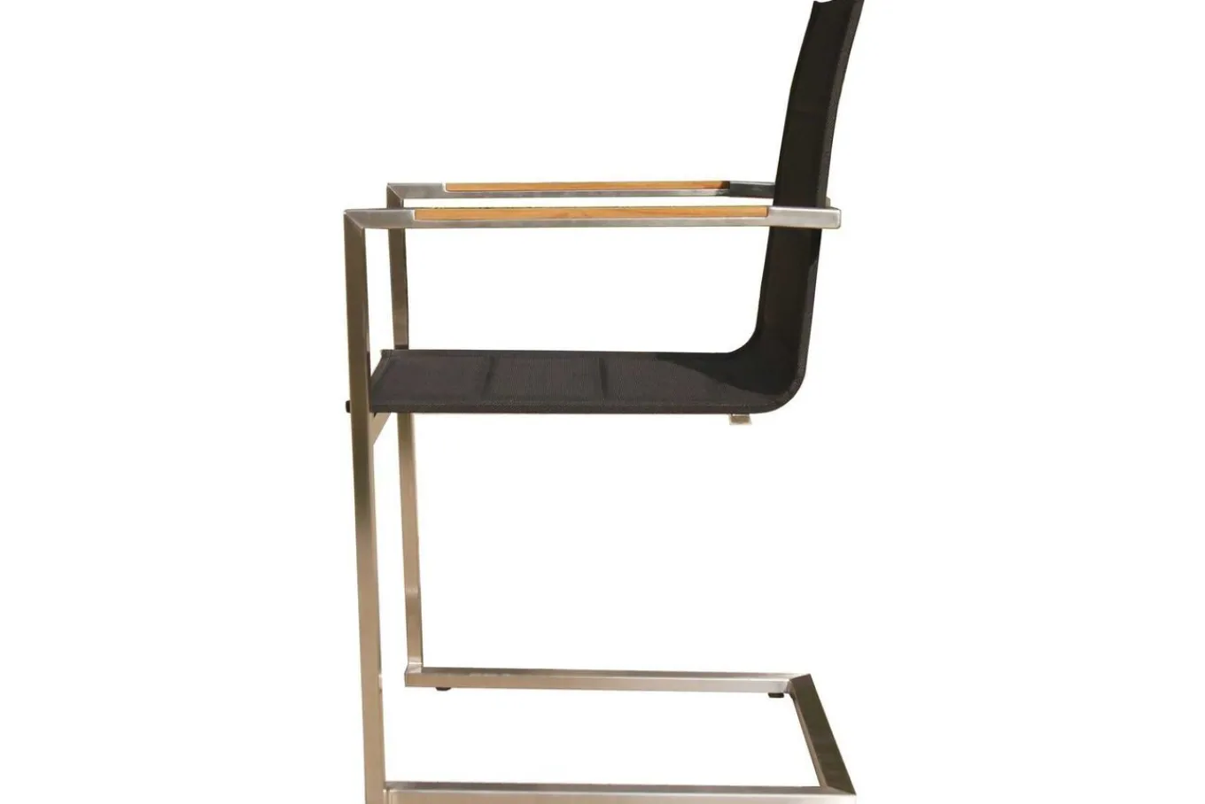 Best Garten-Essgruppe, Edelstahl/recyceltes Teak, Tisch 90 x 90 cm, 4 Freischwinger padded, schwarz, FSC®-zertifiziertes Produkt Garten-Essgruppen