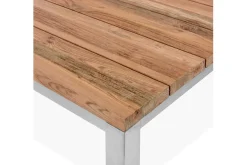 Best Garten-Essgruppe, Edelstahl/recyceltes Teak, Tisch 90 x 90 cm, 4 Freischwinger padded, schwarz, FSC®-zertifiziertes Produkt Garten-Essgruppen