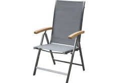 Hot Garten-Essgruppe, Edelstahl / Teak, Tisch 200 x 100 cm, 6 Klappstühle, silber Garten-Essgruppen