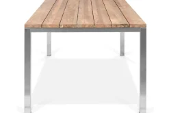 Hot Garten-Essgruppe, Edelstahl / Teak, Tisch 200 x 100 cm, 6 Klappstühle, silber Garten-Essgruppen