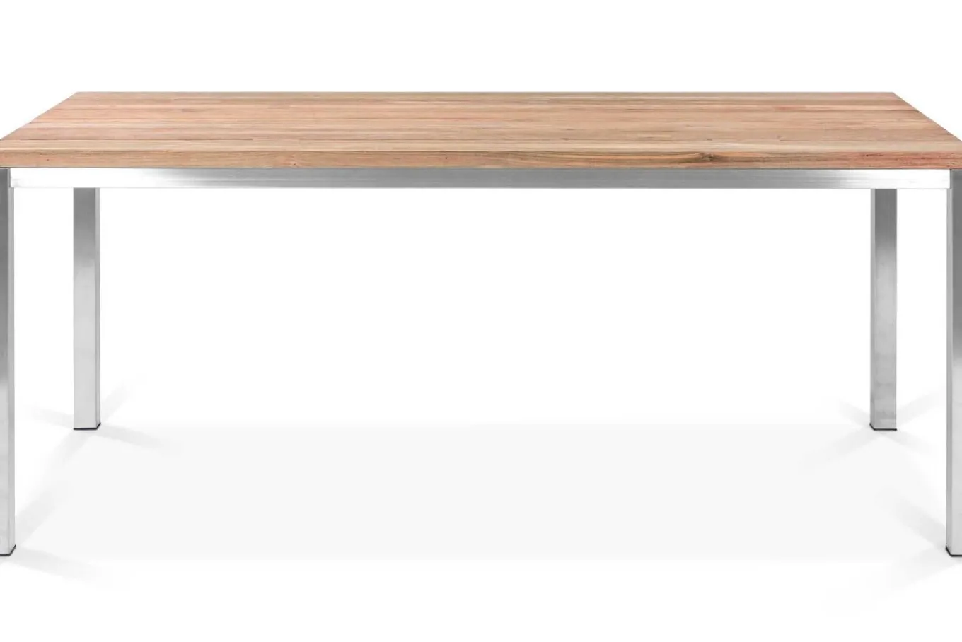 Garten-Essgruppe, Edelstahl/recyceltes Teak, Tisch 180 x 90 cm, 6 Freischwinger padded, schwarz, FSC®-zertifiziertes Produkt Garten-Essgruppen