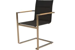 Garten-Essgruppe, Edelstahl/recyceltes Teak, Tisch 180 x 90 cm, 6 Freischwinger padded, schwarz, FSC®-zertifiziertes Produkt Garten-Essgruppen