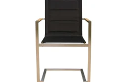 Garten-Essgruppe, Edelstahl/recyceltes Teak, Tisch 180 x 90 cm, 6 Freischwinger padded, schwarz, FSC®-zertifiziertes Produkt Garten-Essgruppen