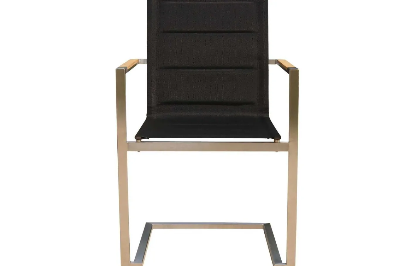 Garten-Essgruppe, Edelstahl/recyceltes Teak, Tisch 180 x 90 cm, 6 Freischwinger padded, schwarz, FSC®-zertifiziertes Produkt Garten-Essgruppen