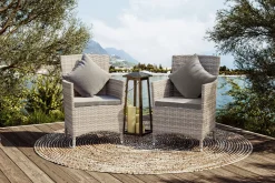 Outlet Garten-Essgruppe für 6 Personen, desert-beige, Alu/Polyrattan, Esstisch 200x95 cm Polyrattan-Gartenmöbel|Aluminium-Gartenmöbel