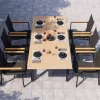 Clearance Garten-Essgruppe für 6 Pesonen, anthrazit matt, Alu/Textilene, Tisch 180/240 x 100 cm, stapelbare Sessel, FSC®-zertifizertes Produkt Garten-Essgruppen|Aluminium-Gartenmöbel