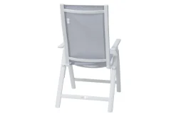 Clearance Garten-Essgruppe für 8 Personen, weiß/hellgrau, Alu/Sicherheitsglas, Tisch ausziehbar, Stühle klappbar Garten-Essgruppen|Aluminium-Gartenmöbel