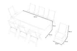 Clearance Garten-Essgruppe für 8 Personen, weiß/hellgrau, Alu/Sicherheitsglas, Tisch ausziehbar, Stühle klappbar Garten-Essgruppen|Aluminium-Gartenmöbel