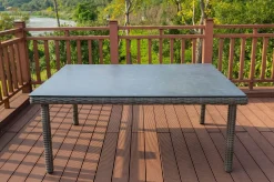Clearance Garten-Essgruppe, grau, Polyrattan, Tisch 180x120cm, Spraystone, 8mm, 6 Dining Sessel, verstellbar Polyrattan-Gartenmöbel|Garten-Essgruppen