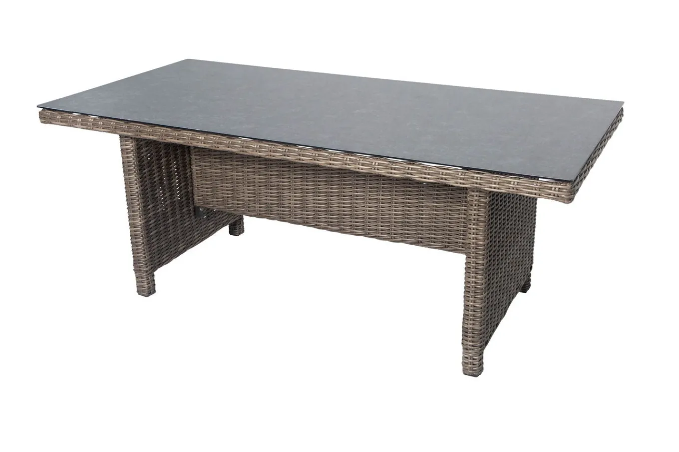 Clearance Garten-Essgruppe, grau, Polyrattan, Tisch 200 x 95 cm, 6 Sessel, verstellbar Polyrattan-Gartenmöbel|Garten-Essgruppen