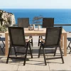 Clearance Garten-Essgruppe mit 6 Sesseln, anthrazit/natur, Alu/Akazie, klappbar, witterungsbeständig, FSC®-zertifiziertes Produkt Garten-Essgruppen|Aluminium-Gartenmöbel