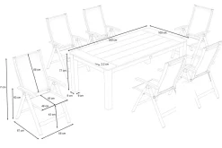 Clearance Garten-Essgruppe mit 6 Sesseln, anthrazit/natur, Alu/Akazie, klappbar, witterungsbeständig, FSC®-zertifiziertes Produkt Garten-Essgruppen|Aluminium-Gartenmöbel