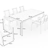 New Garten-Essgruppe mit 6 Sesseln, silber/anthrazit, Edelstahl/Textilene, stapelbar, schmutzabweisend, pflegeleicht Garten-Essgruppen|Edelstahl-Gartenmöbel