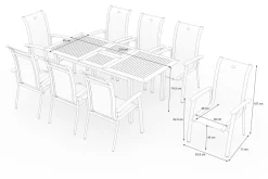 Sale Garten-Essgruppe mit 8 Sesseln, xerix/anthrazit, Alu/Textilene, ausziehbar & stapelbar, witterungsbeständig, hohe Belastbarkeit, pflegeleicht Garten-Essgruppen|Aluminium-Gartenmöbel