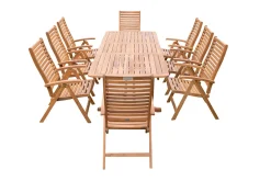 Clearance Garten-Essgruppe, natur, Akazie, Ausziehtisch 150/200 x 90 cm, 8 Klappstühle, klappbar, FSC®-zertifiziertes Produkt Garten-Essgruppen|Akazien-Gartenmöbel