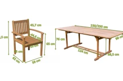 Online Garten-Essgruppe, natur, Akazie, Ausziehtisch 150/200 x 90 cm, 8 Armlehnensessel, FSC®-zertifiziertes Produkt Garten-Essgruppen|Akazien-Gartenmöbel