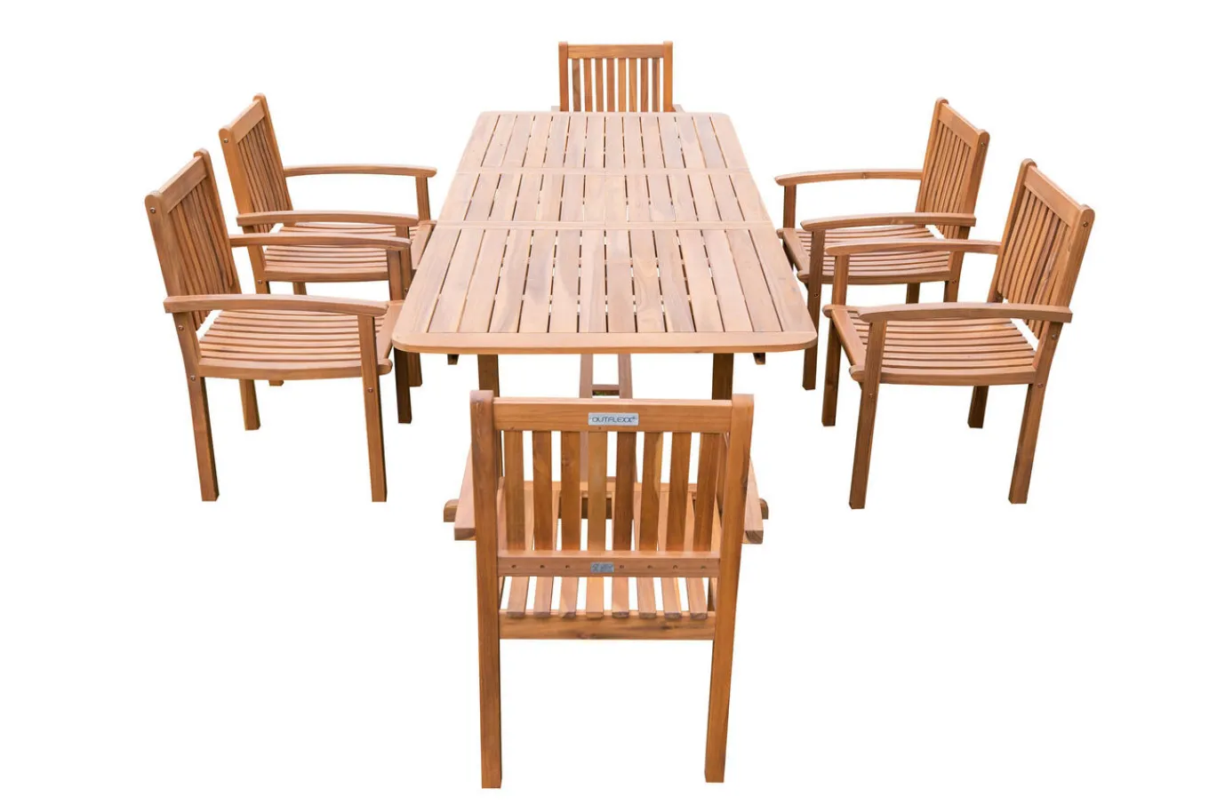 Best Garten-Essgruppe, natur, Akazie, Ausziehtisch 150/200 x 90 cm, 6 Armlehnensessel, FSC®-zertifiziertes Produkt Garten-Essgruppen|Akazien-Gartenmöbel