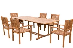 Best Garten-Essgruppe, natur, Akazie, Ausziehtisch 150/200 x 90 cm, 6 Armlehnensessel, FSC®-zertifiziertes Produkt Garten-Essgruppen|Akazien-Gartenmöbel