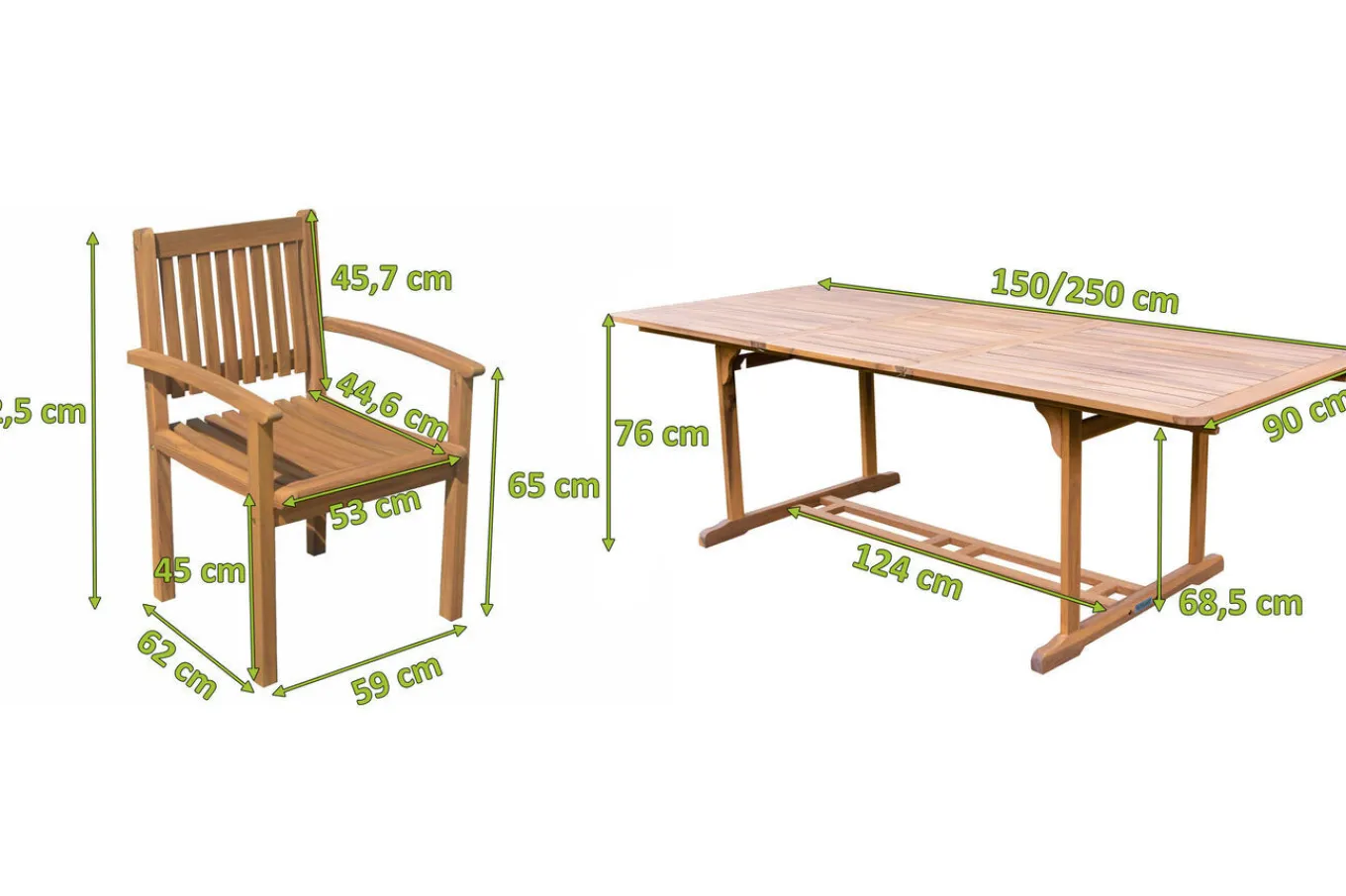 Best Garten-Essgruppe, natur, Akazie, Ausziehtisch 150/200 x 90 cm, 6 Armlehnensessel, FSC®-zertifiziertes Produkt Garten-Essgruppen|Akazien-Gartenmöbel