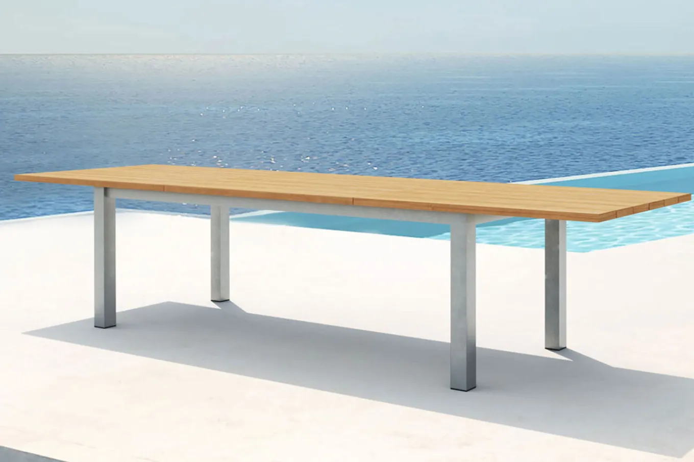 New Garten-Essgruppe, natur/anthrazit, Edelstahl/Textilene/Teakholz, Ausziehtisch 220/340x100cm, 6 Diningsessel, FSC®-zertifiziertes Produkt Edelstahl-Gartenmöbel