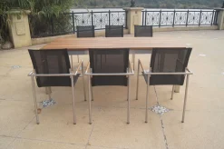 New Garten-Essgruppe, natur/anthrazit, Edelstahl/Textilene/Teakholz, Ausziehtisch 220/340x100cm, 6 Diningsessel, FSC®-zertifiziertes Produkt Edelstahl-Gartenmöbel