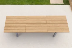 New Garten-Essgruppe, natur/anthrazit, Edelstahl/Textilene/Teakholz, Ausziehtisch 220/340x100cm, 6 Diningsessel, FSC®-zertifiziertes Produkt Edelstahl-Gartenmöbel