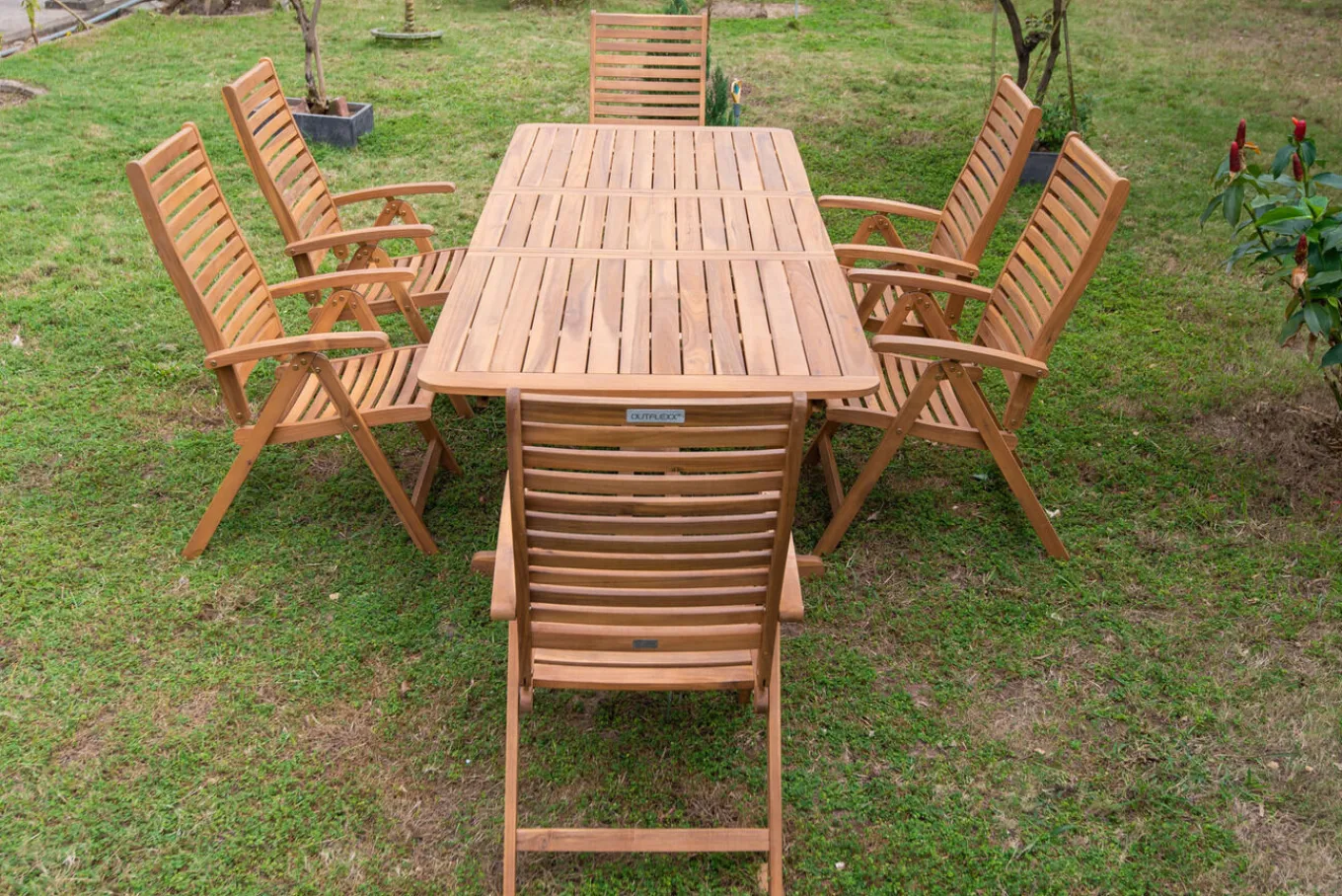 Clearance Garten-Essgruppe, natur, Akazie, Ausziehtisch 150/200 x 90 cm, 6 Klappstühle, klappbar, FSC®-zertifiziertes Produkt Garten-Essgruppen|Akazien-Gartenmöbel