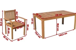 Online Garten-Essgruppe, natur, Akazie, Tisch 160 x 90 cm, 6 Gartenstühle, FSC®-zertifiziertes Produkt Garten-Essgruppen