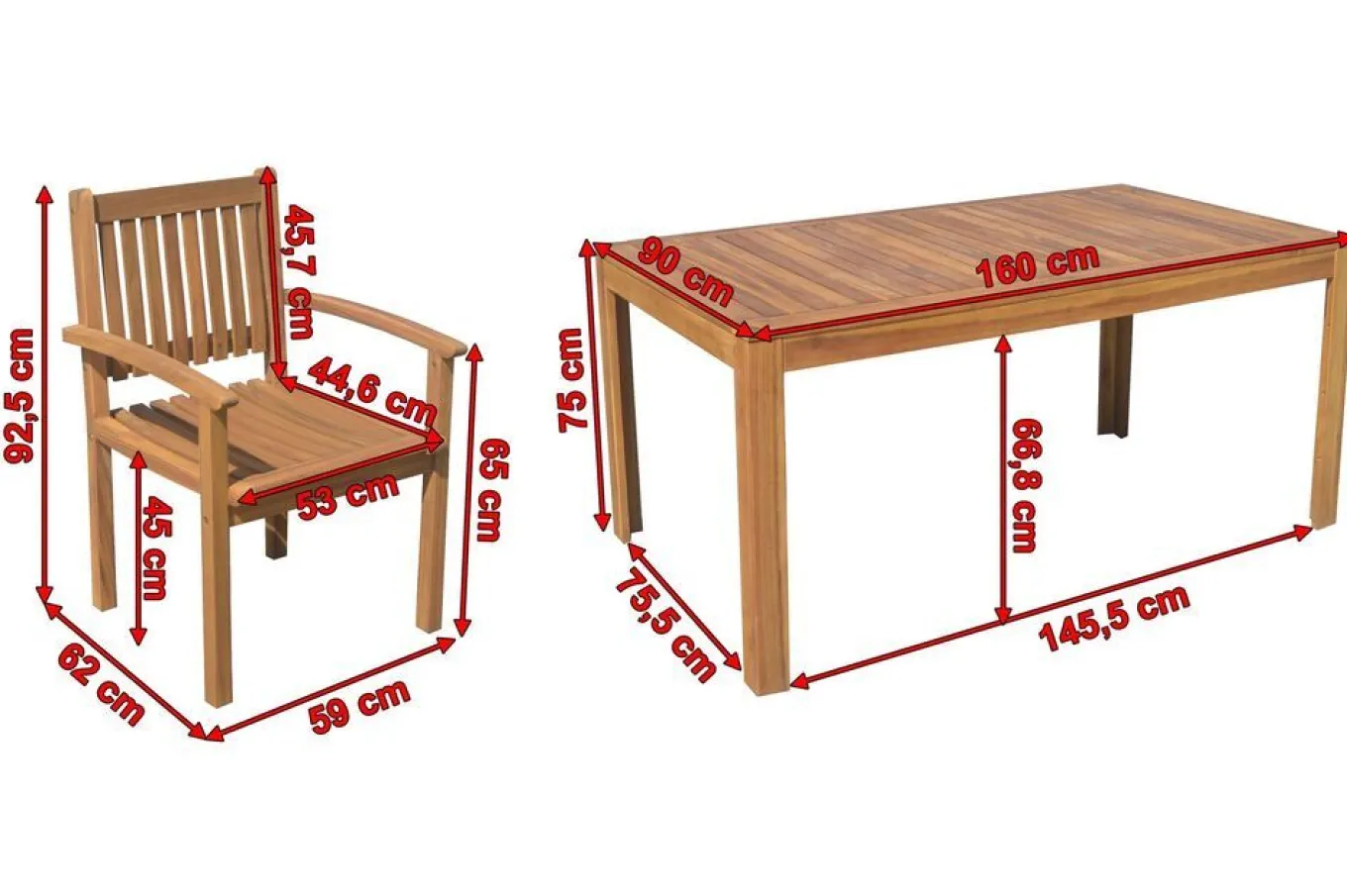 Online Garten-Essgruppe, natur, Akazie, Tisch 160 x 90 cm, 6 Gartenstühle, FSC®-zertifiziertes Produkt Garten-Essgruppen