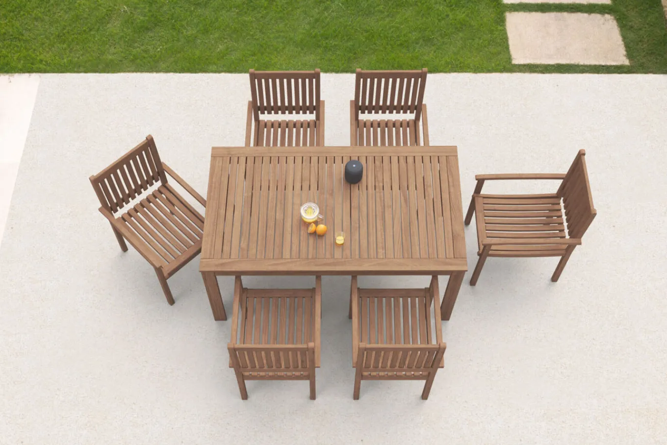 Online Garten-Essgruppe, natur, Akazie, Tisch 160 x 90 cm, 6 Gartenstühle, FSC®-zertifiziertes Produkt Garten-Essgruppen